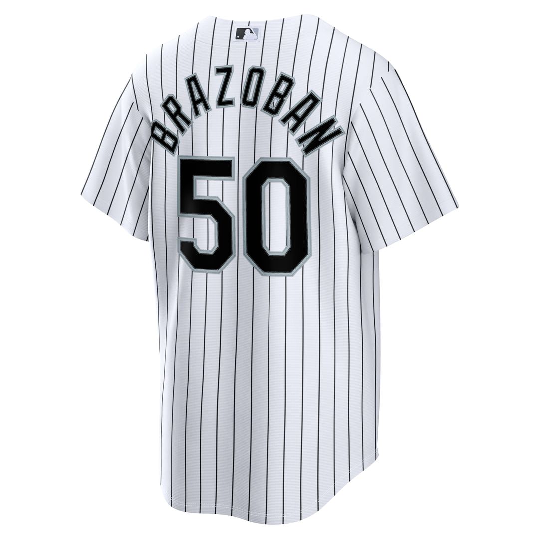 Chicago White Sox Huascar Brazoban White Home Replica Baseball Jersey | MLB Baseball Jersey