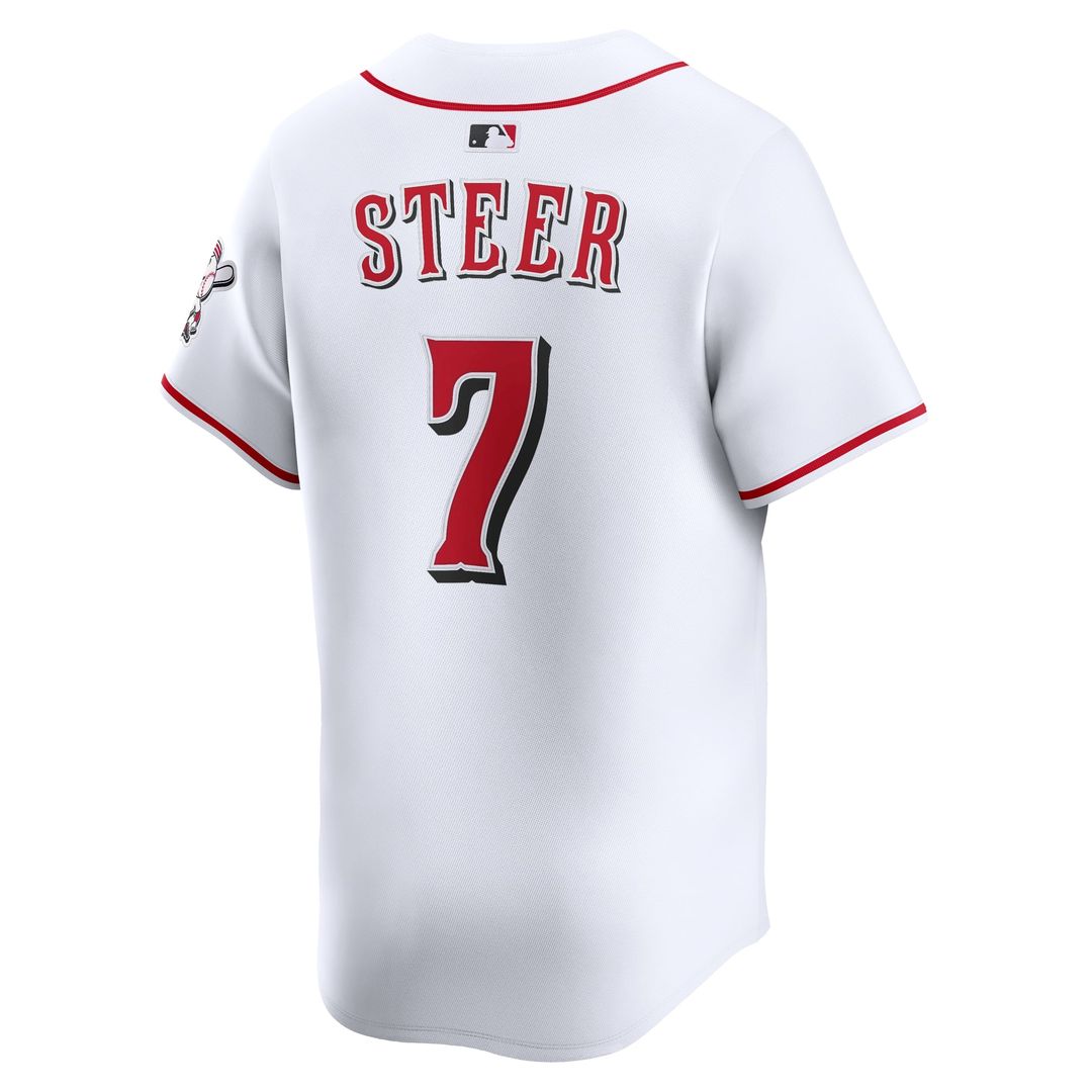 Cincinnati Reds Spencer Steer White Home Limited Baseball Jersey | MLB Baseball Jersey