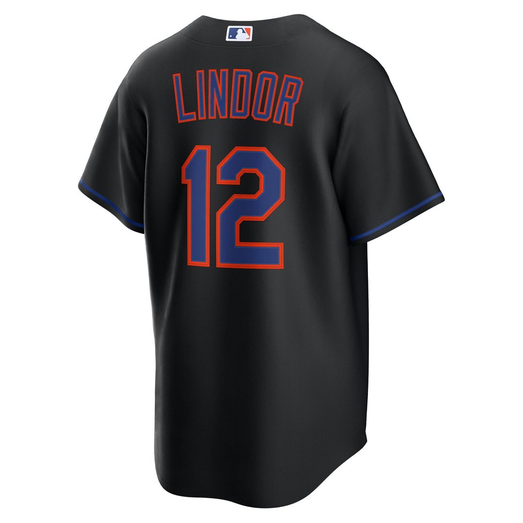 New York Mets Francisco Lindor Black Alternate Replica Baseball Jersey | MLB Baseball Jersey