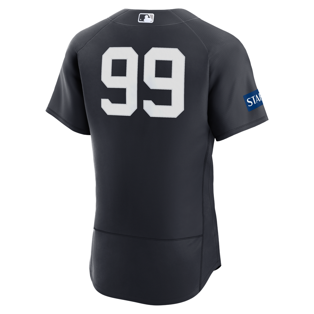 New York Yankees Aaron Judge White Home Authentic Sponsor Patch Baseball Jersey | MLB Baseball Jersey
