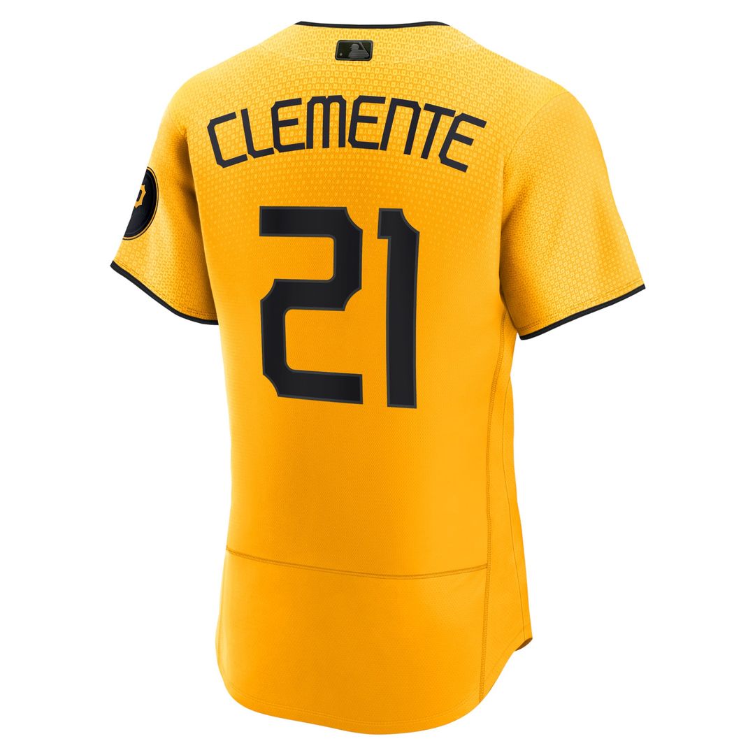 Pittsburgh Pirates Roberto Clemente Gold City Connect Authentic Baseball Jersey | MLB Baseball Jersey