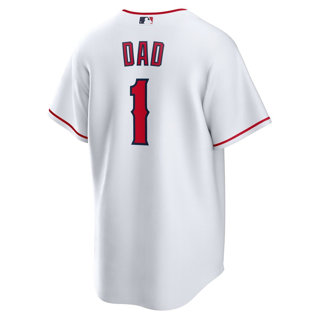 Los Angeles Angels White #1 Dad Home Replica Baseball Jersey | MLB Baseball Jersey