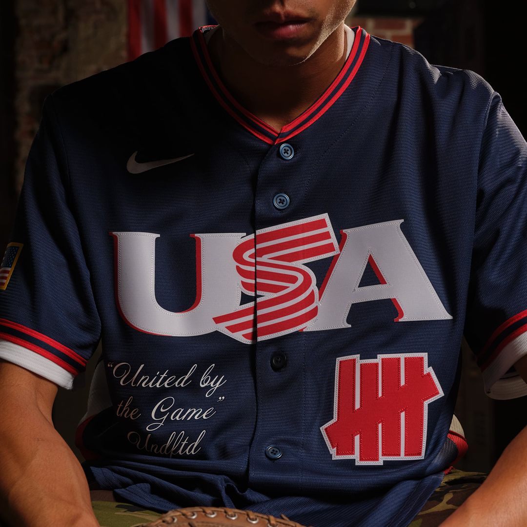 USA Baseball x Undefeated Navy 2026 World Baseball Classic Stadium Baseball Jersey | MLB Baseball Jersey