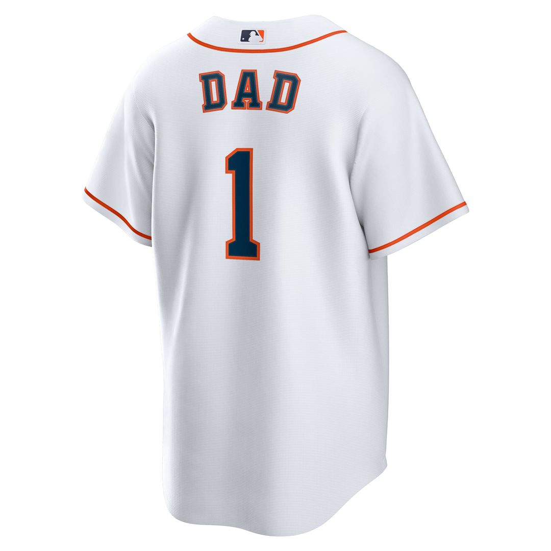 Houston Astros White #1 Dad Home Replica Baseball Jersey | MLB Baseball Jersey