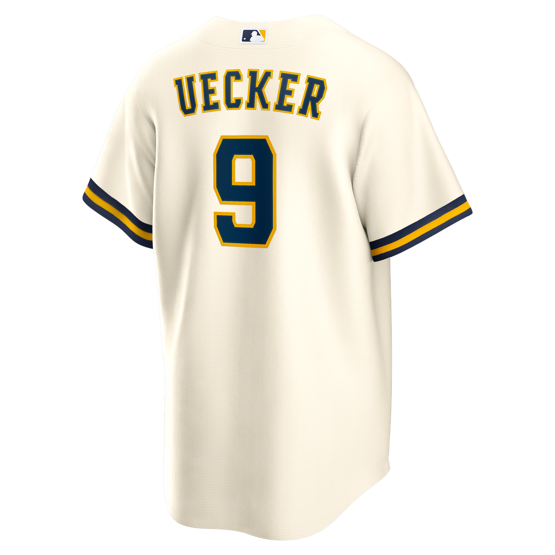 Milwaukee Brewers Bob Uecker Cream Home Retired Player Replica Baseball Jersey | MLB Baseball Jersey