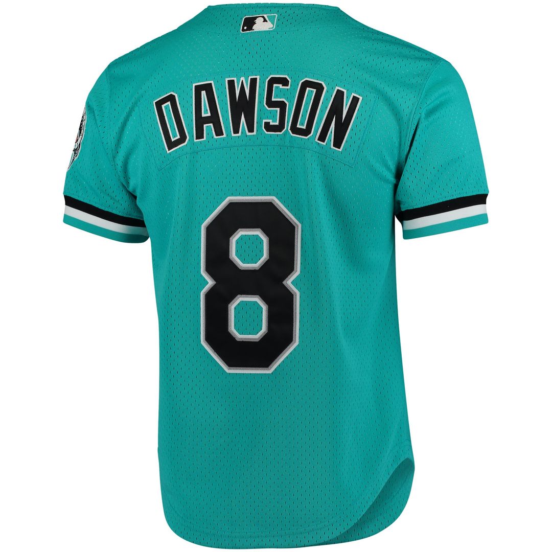 Florida Marlins Andre Dawson Teal Cooperstown Collection Mesh Batting Practice Button-Up Baseball Jersey | MLB Baseball Jersey