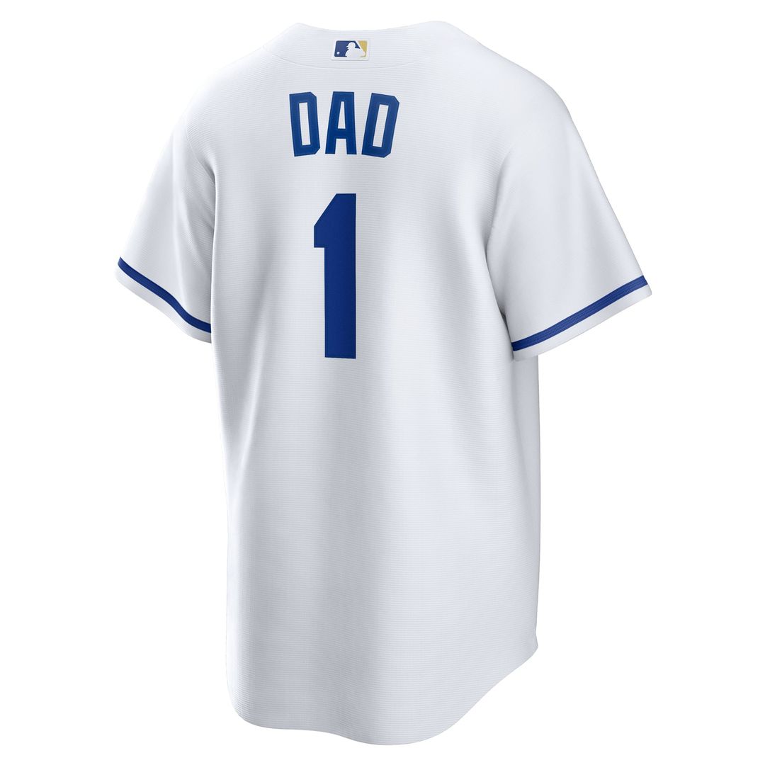 Kansas City Royals White #1 Dad Home Replica Baseball Jersey | MLB Baseball Jersey