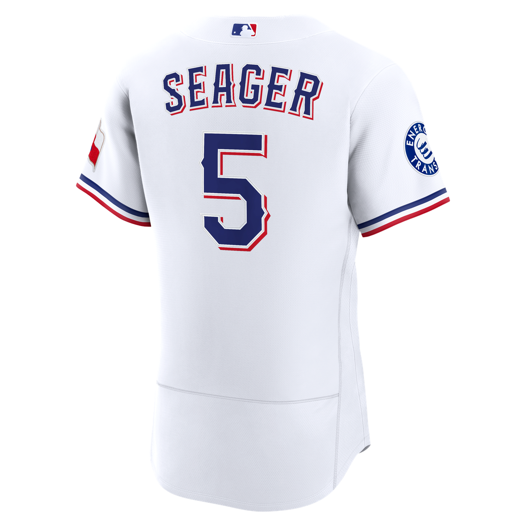 Texas Rangers Corey Seager White Home Authentic Sponsor Patch Baseball Jersey | MLB Baseball Jersey