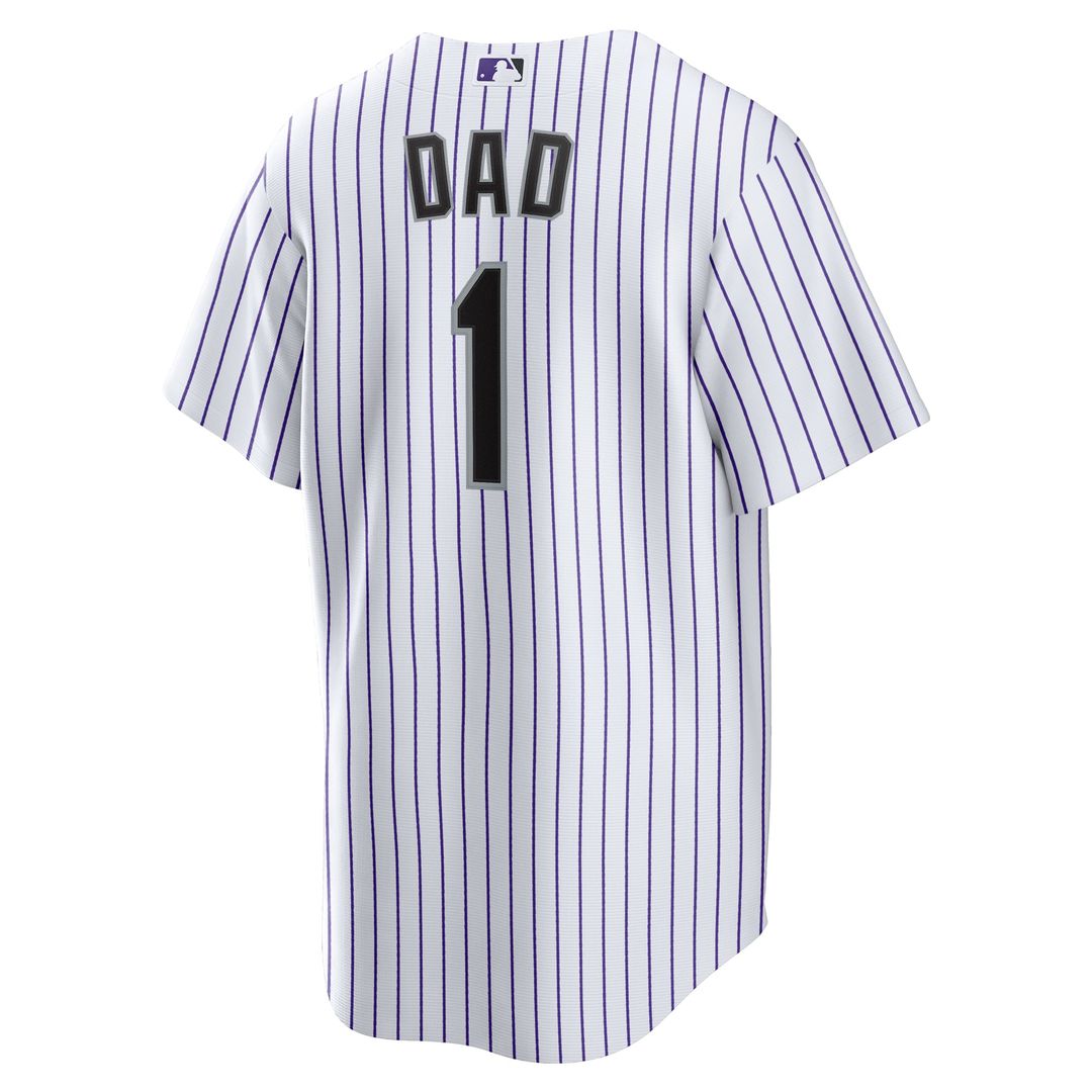 Colorado Rockies White #1 Dad Home Replica Baseball Jersey | MLB Baseball Jersey