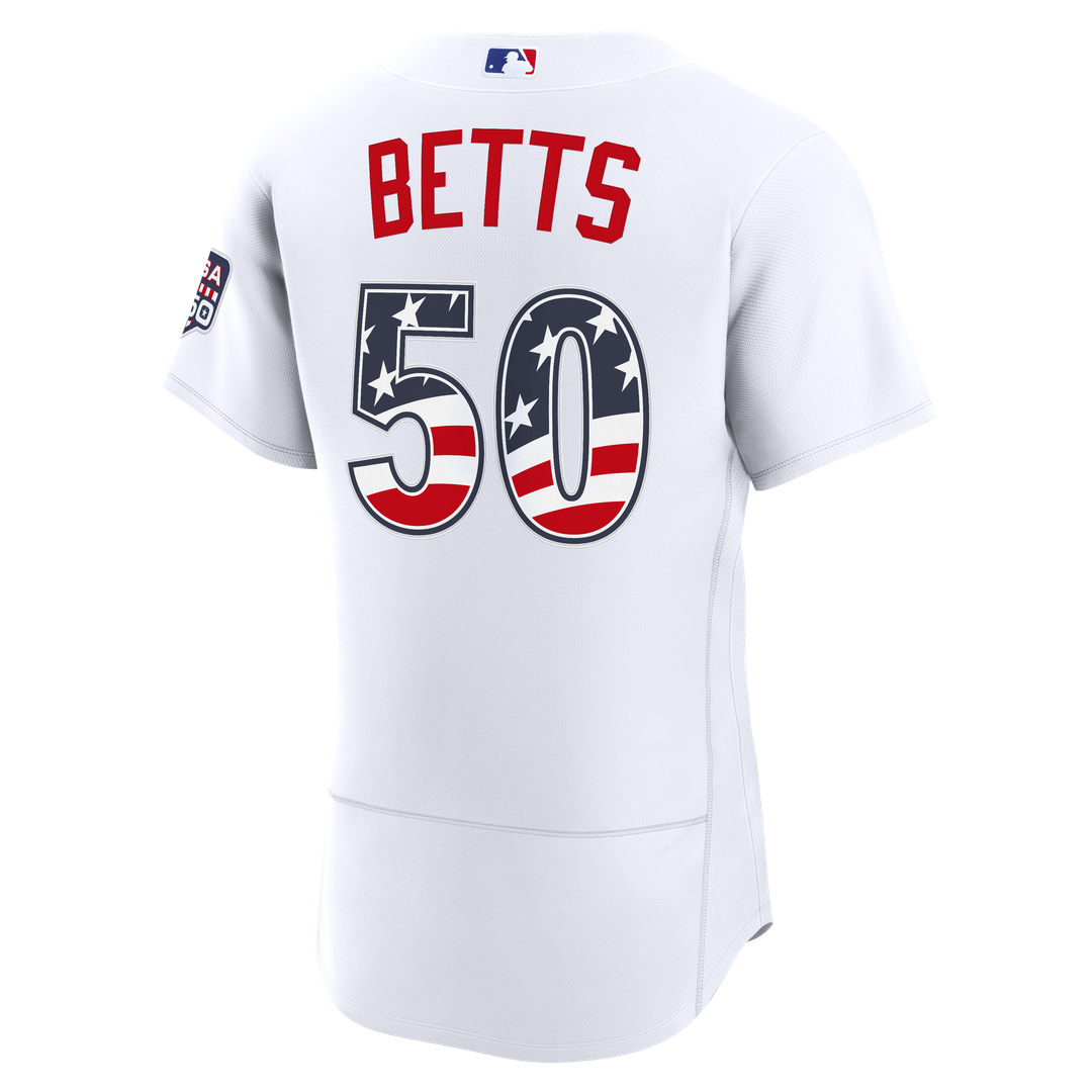 Fourth of July Men's Los Angeles Dodgers Mookie Betts White USA 250 Authentic Baseball Jersey | MLB Baseball Jersey