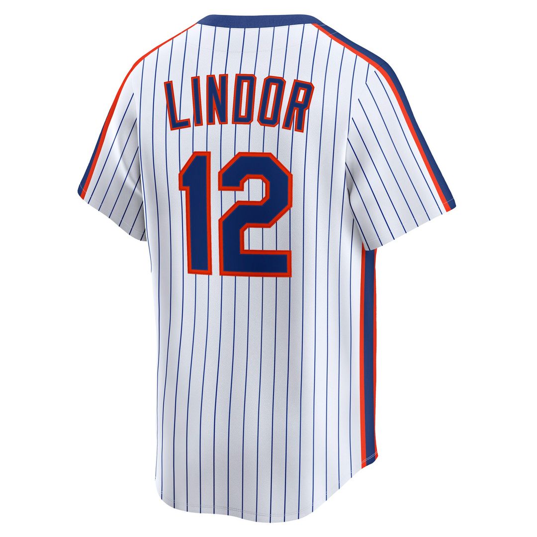 New York Mets Francisco Lindor White Throwback Cooperstown Collection Limited Baseball Jersey | MLB Baseball Jersey