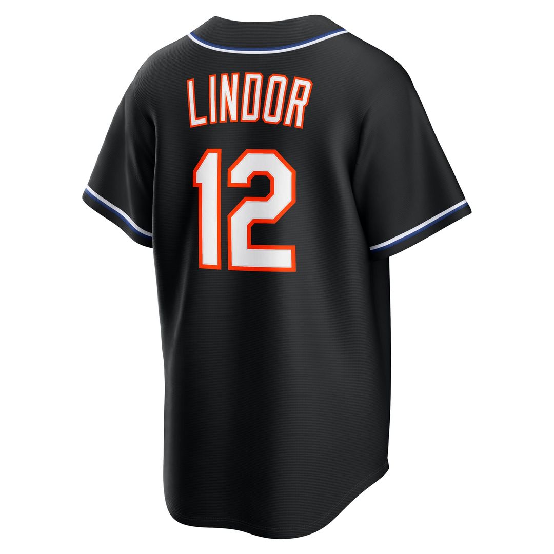 New York Mets Francisco Lindor Fashion Replica Black Out Baseball Jersey | MLB Baseball Jersey