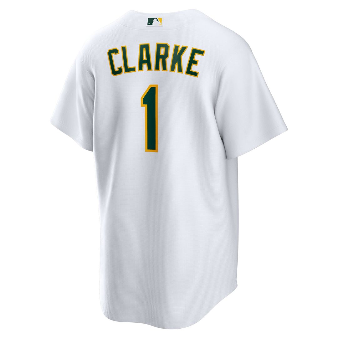 Athletics Denzel Clarke White Home Replica Baseball Jersey | MLB Baseball Jersey
