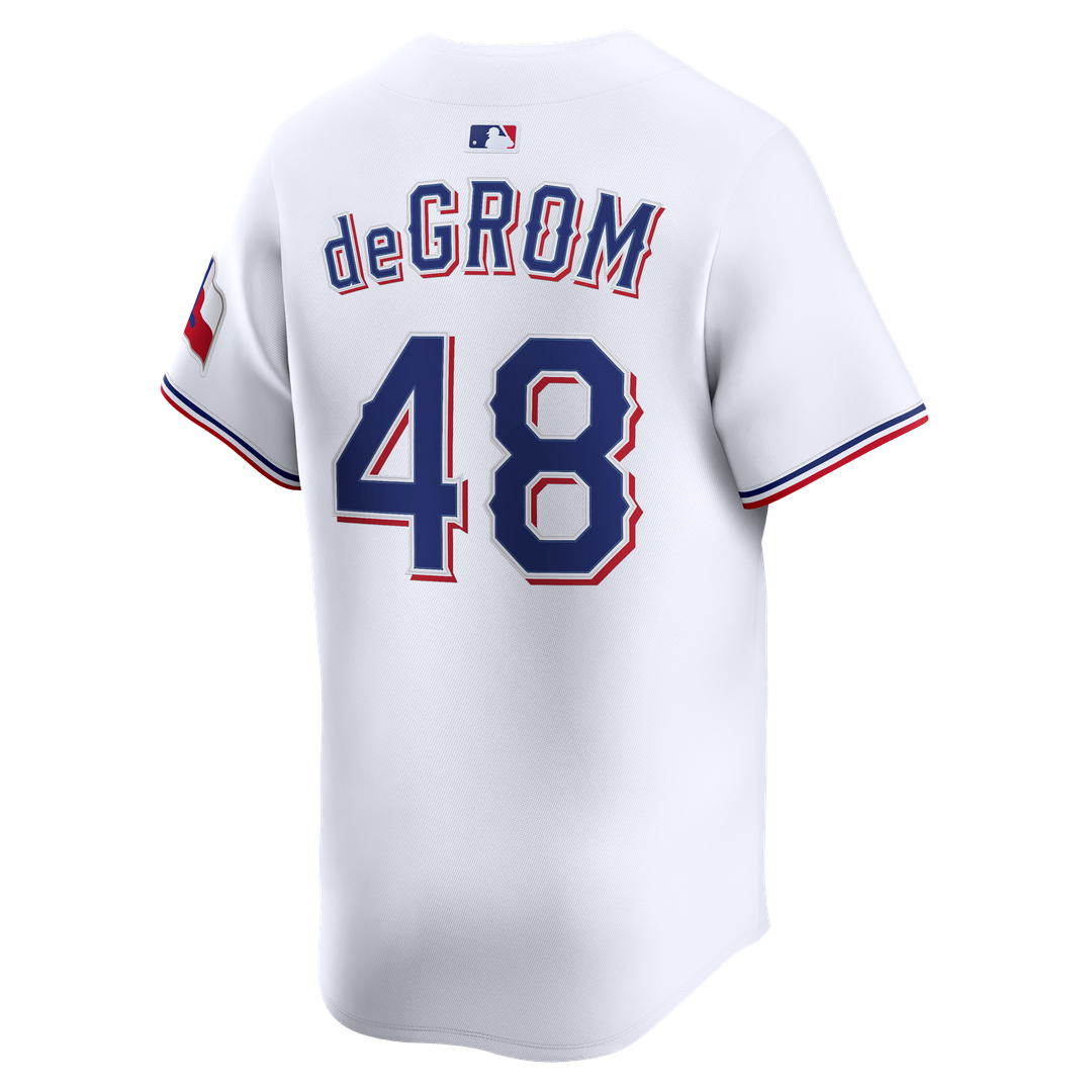 Texas Rangers Jacob deGrom White Home Limited Baseball Jersey | MLB Baseball Jersey