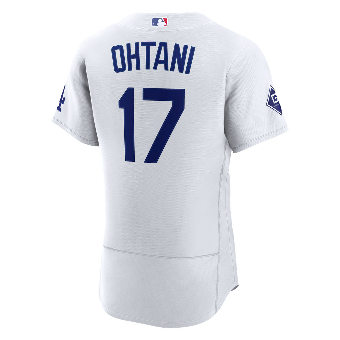 Los Angeles Dodgers Shohei Ohtani White Home Authentic Sponsor Patch Baseball Jersey | MLB Baseball Jersey