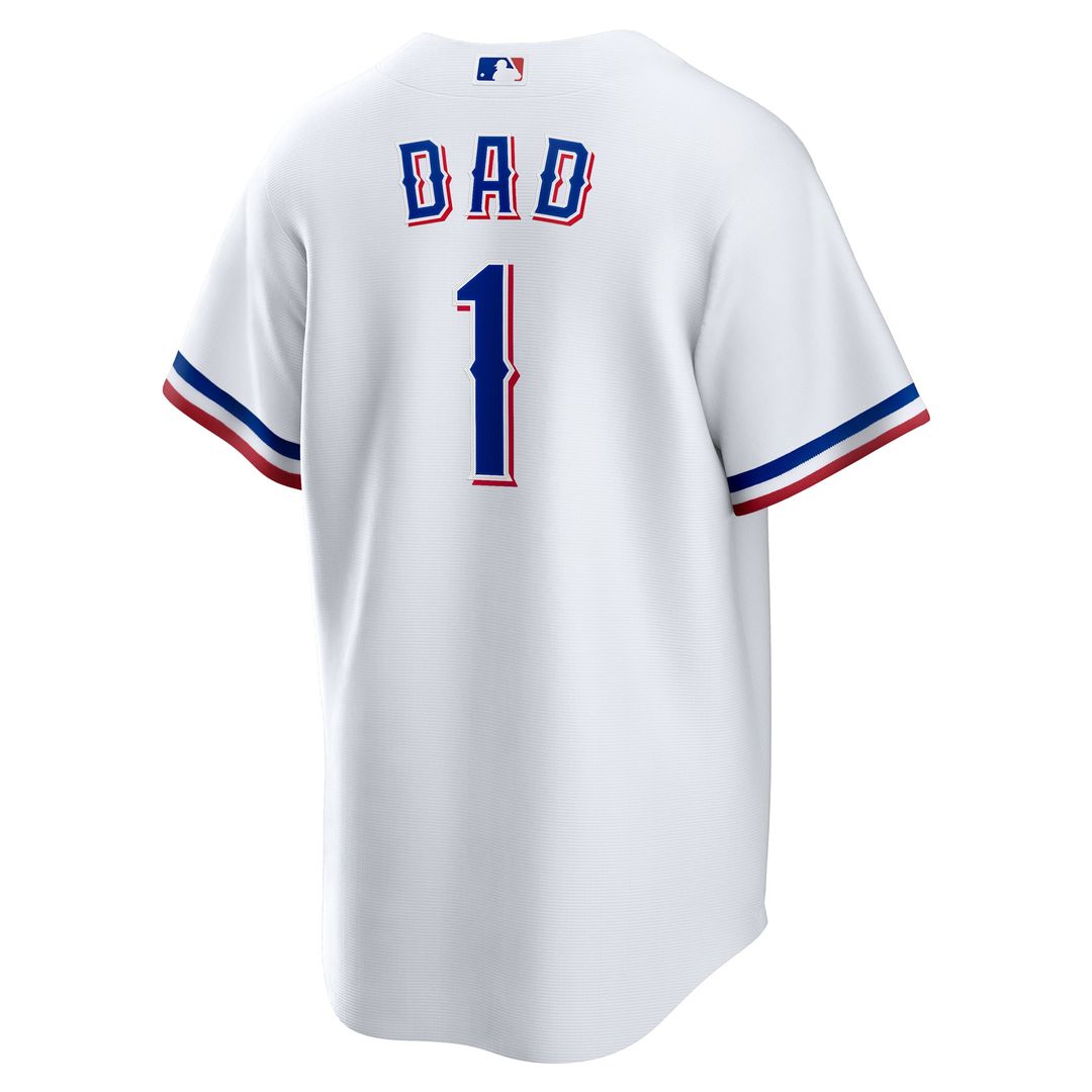 Texas Rangers White #1 Dad Home Replica Baseball Jersey | MLB Baseball Jersey
