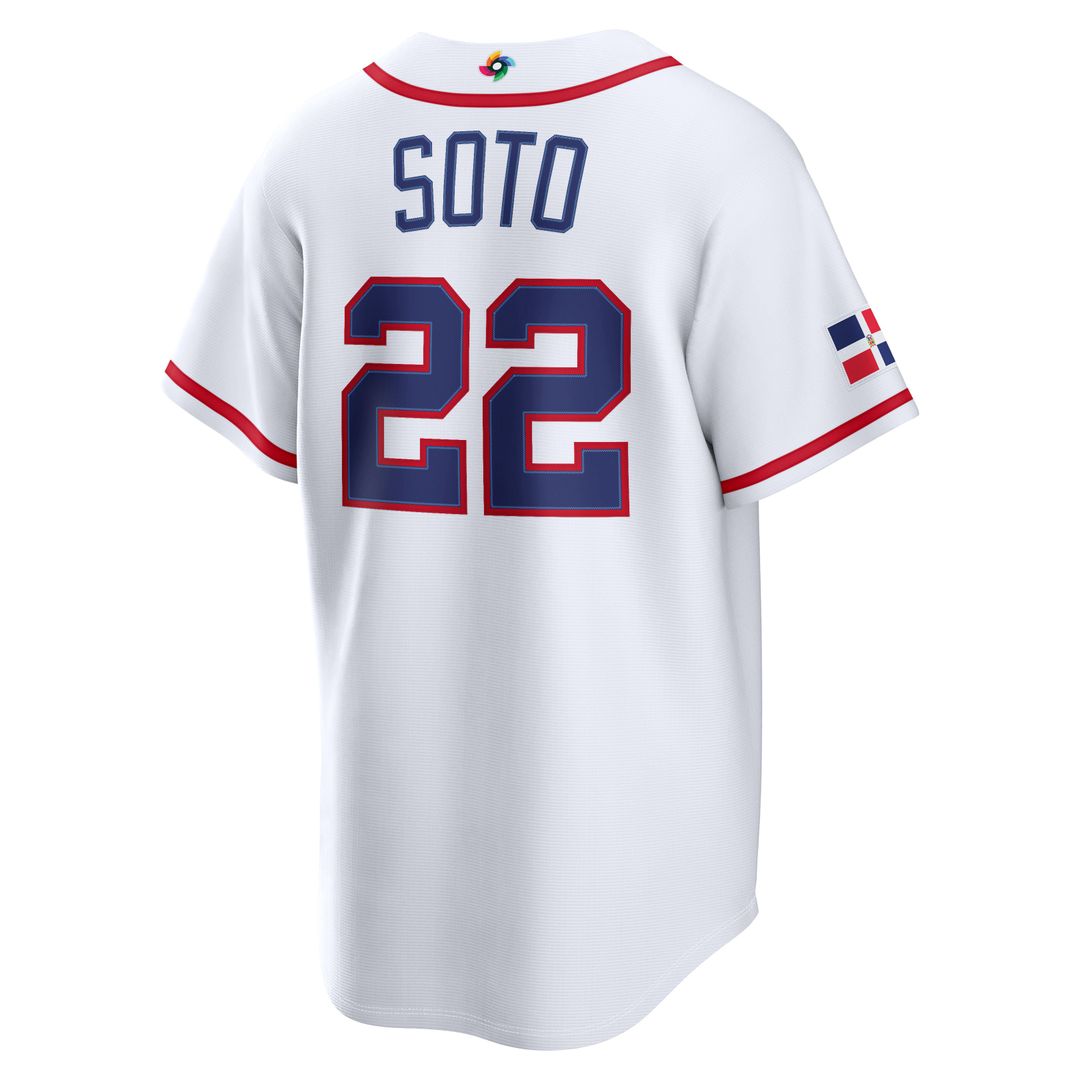 Dominican Republic Baseball Juan Soto White 2026 World Baseball Classic Home Stadium Baseball Jersey | MLB Baseball Jersey