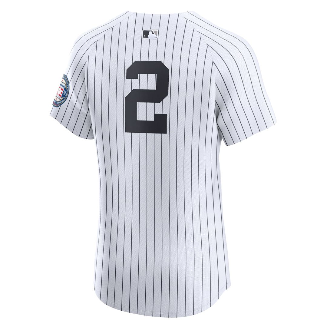 New York Yankees Derek Jeter White Home 2020 Hall of Fame Induction Patch Elite Baseball Jersey | MLB Baseball Jersey