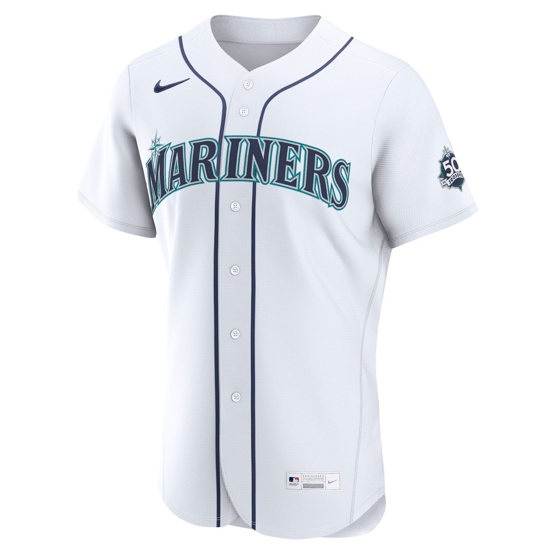 Seattle Mariners George Kirby White Home 50th Season Authentic Baseball Jersey | MLB Baseball Jersey