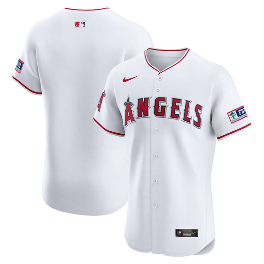 Los Angeles Angels White Home Elite Patch Baseball Jersey