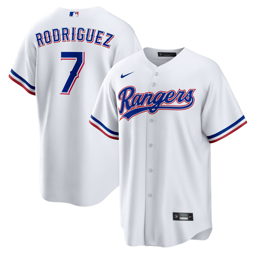 Texas Rangers Ivan Rodriguez White Home Retired Player Replica Baseball Jersey
