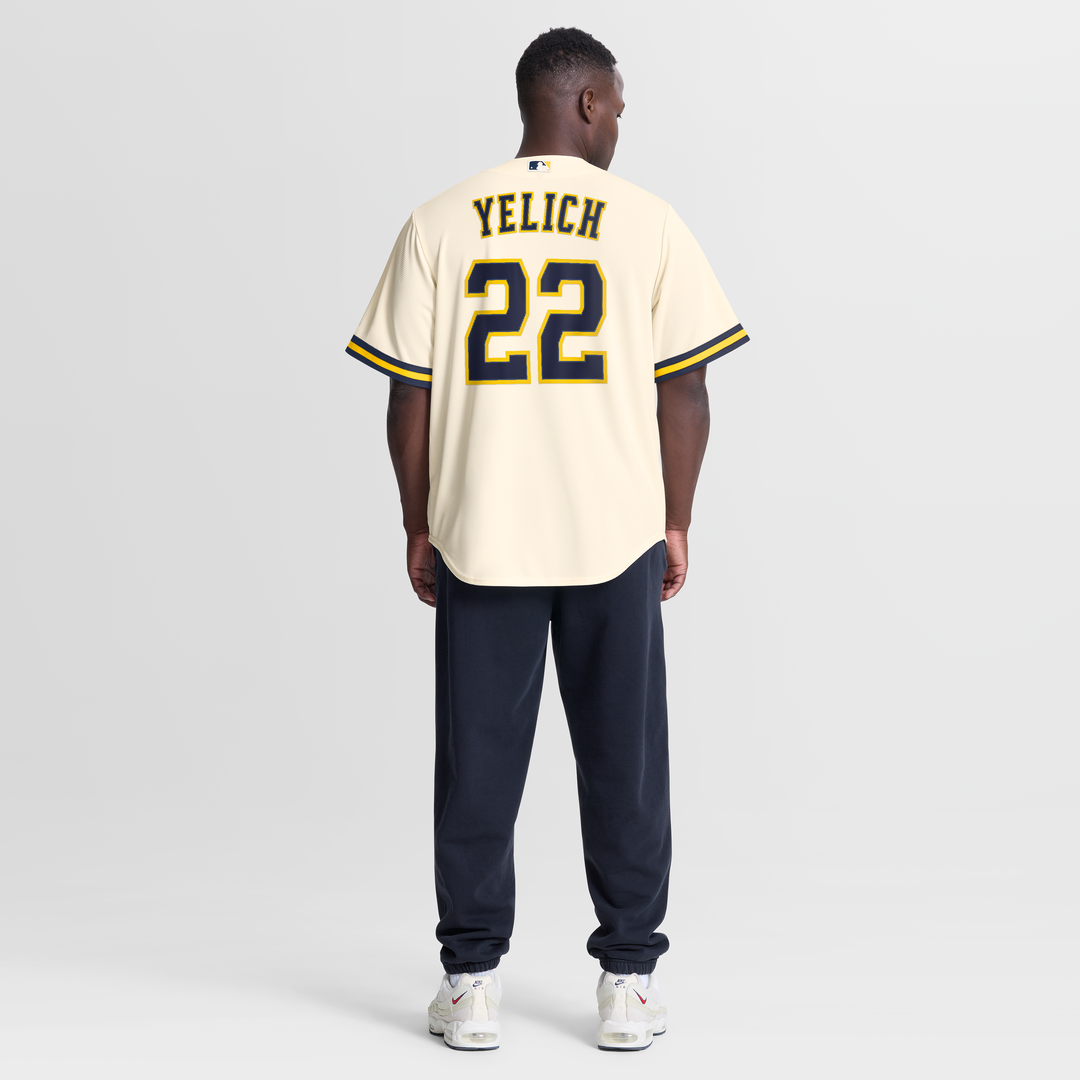 Milwaukee Brewers Christian Yelich Cream Home Replica Baseball Jersey | MLB Baseball Jersey