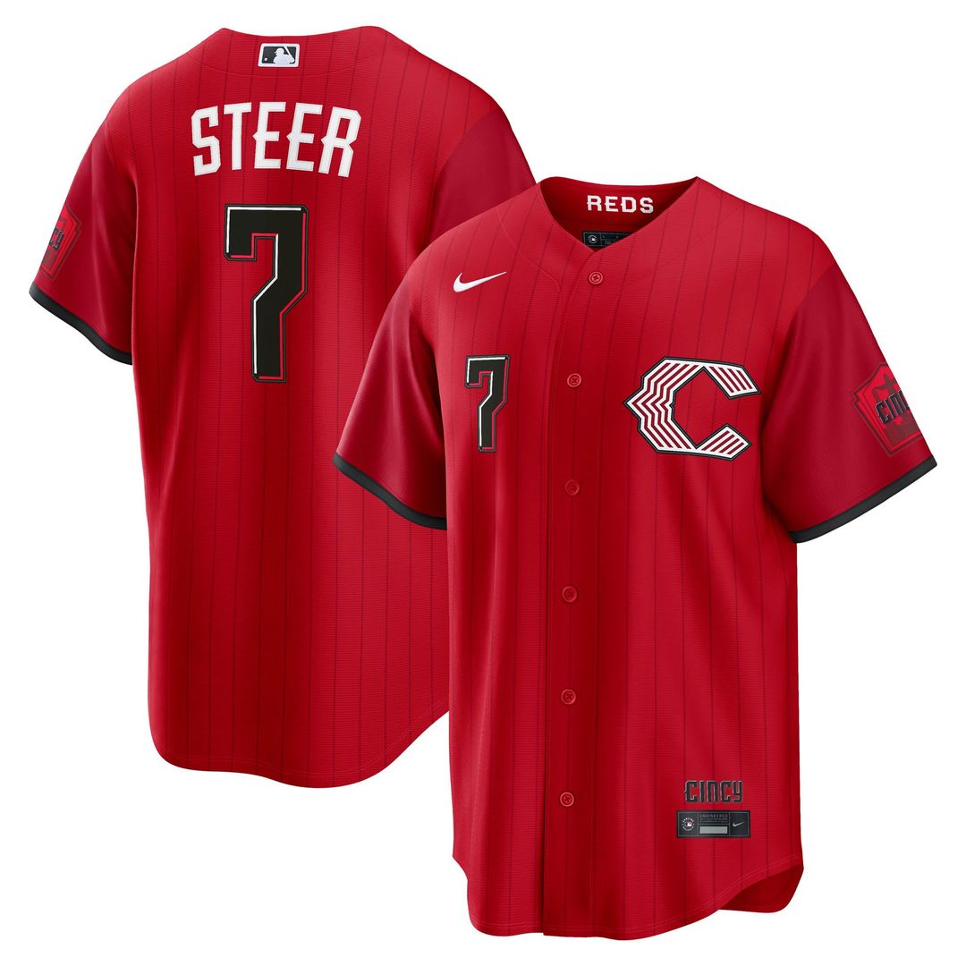 Cincinnati Reds Spencer Steer Red 2026 City Connect Stadium Baseball Jersey