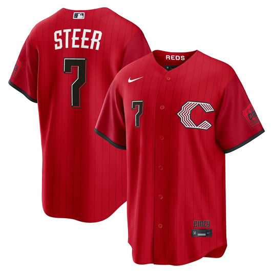 Cincinnati Reds Spencer Steer Red 2026 City Connect Stadium Baseball Jersey