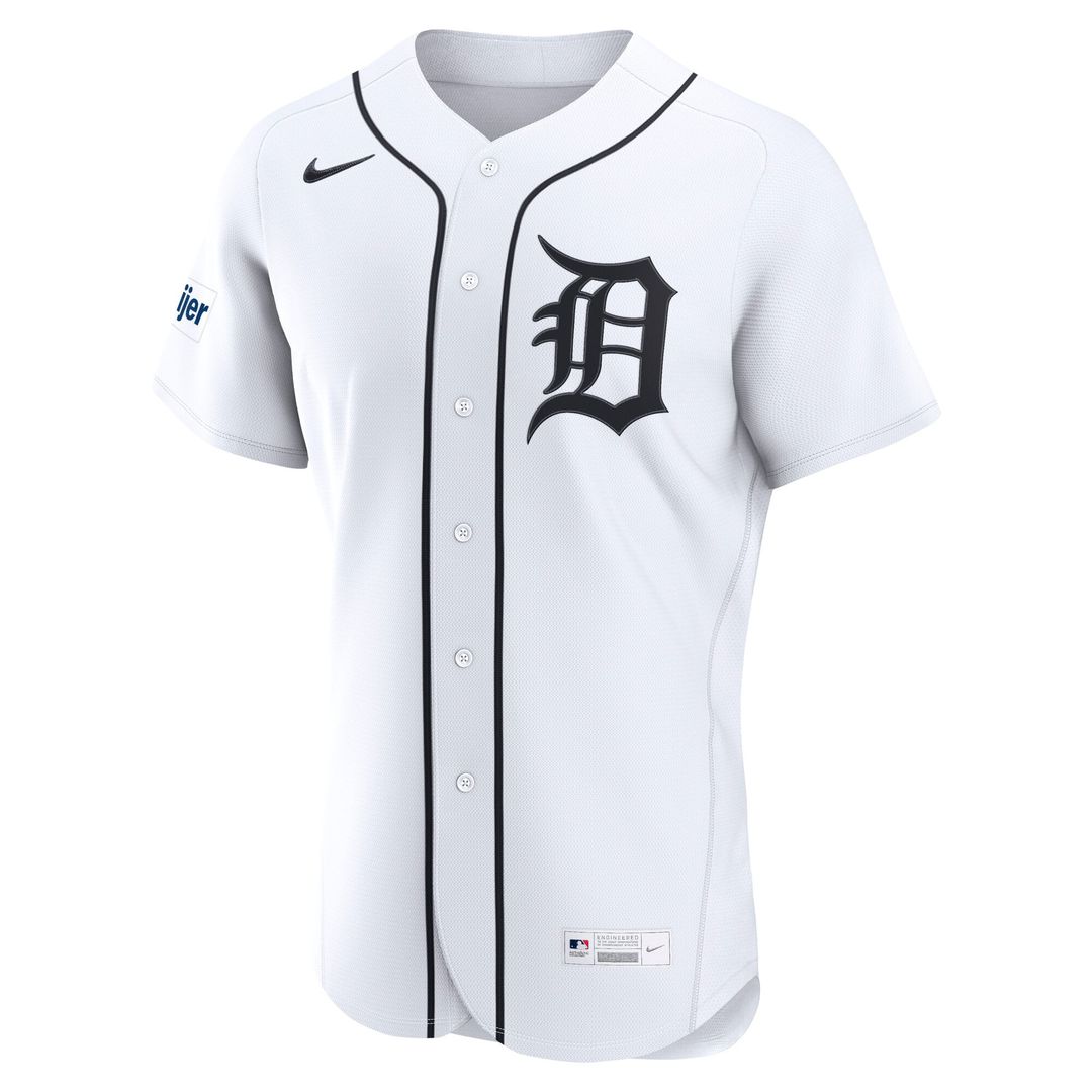 Detroit Tigers White Home Sponsor Patch Authentic Baseball Jersey | MLB Baseball Jersey
