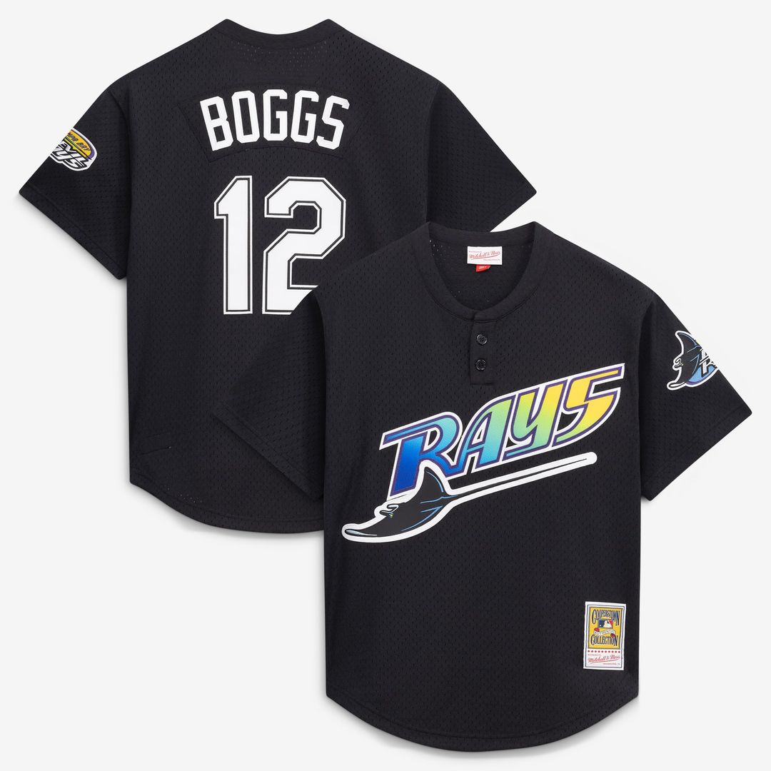 Tampa Bay Rays Wade Boggs Black Authentic Batting Practice Baseball Jersey
