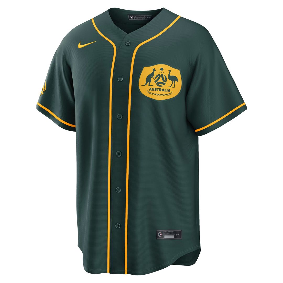 Australia National Team x MLB Green Stadium Replica Baseball Jersey