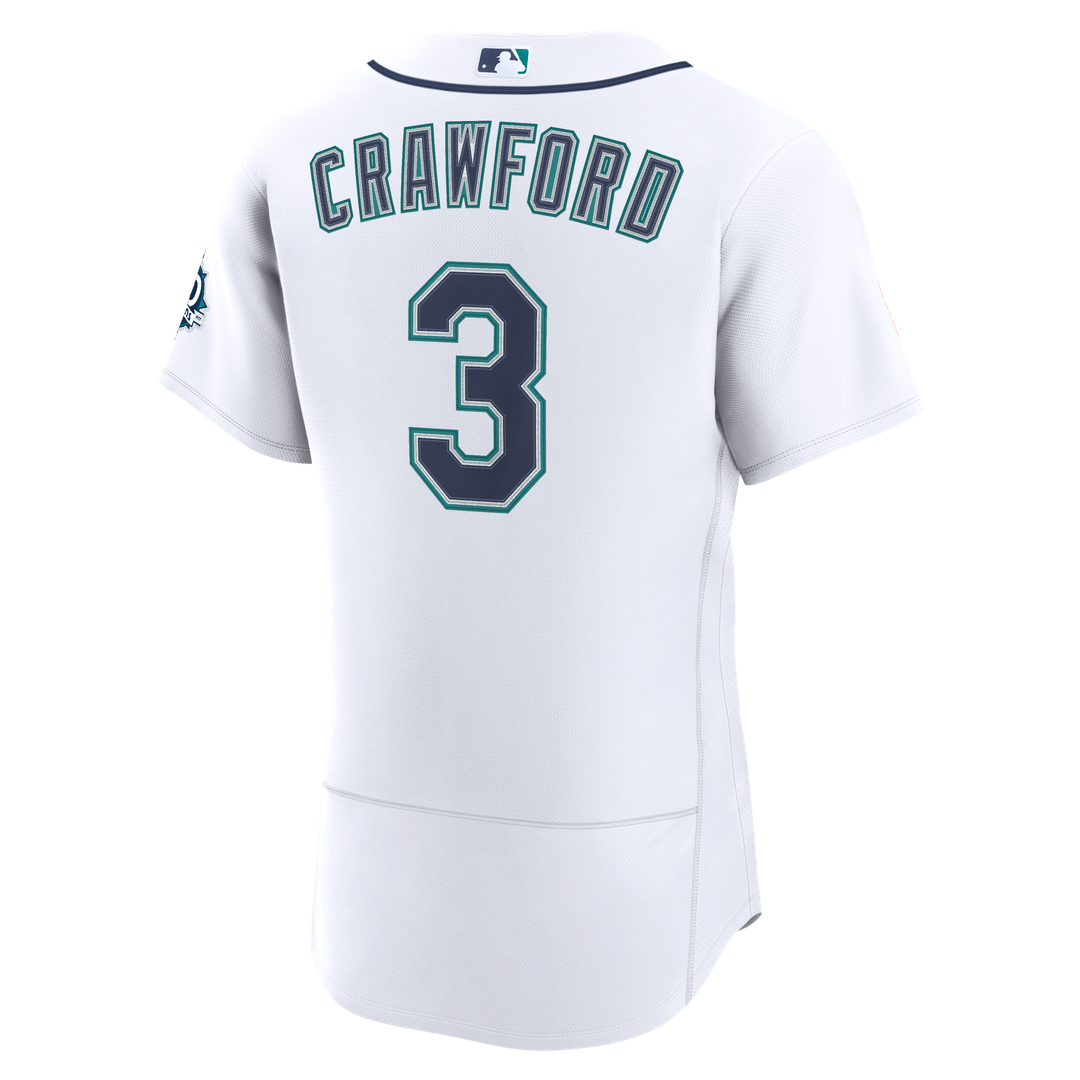 Seattle Mariners J.P. Crawford White Home 50th Season Authentic Baseball Jersey | MLB Baseball Jersey