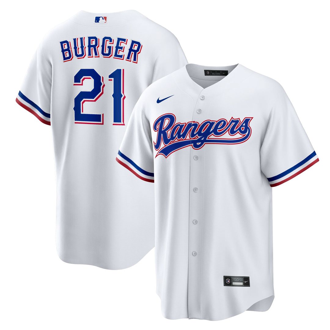 Texas Rangers Jake Burger White Home Replica Baseball Jersey