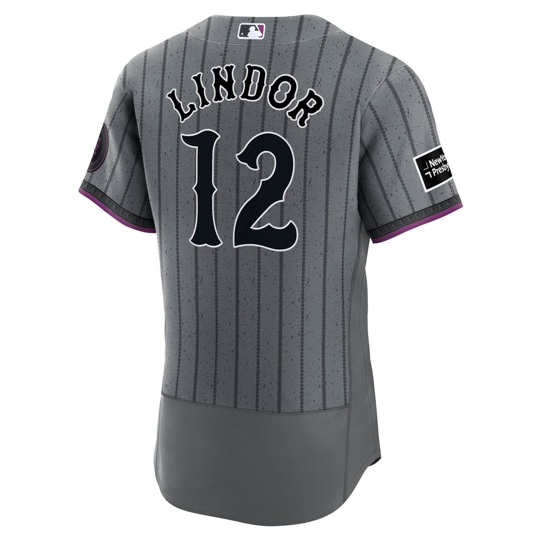 New York Mets Francisco Lindor Gray City Connect Authentic Sponsor Patch Baseball Jersey | MLB Baseball Jersey