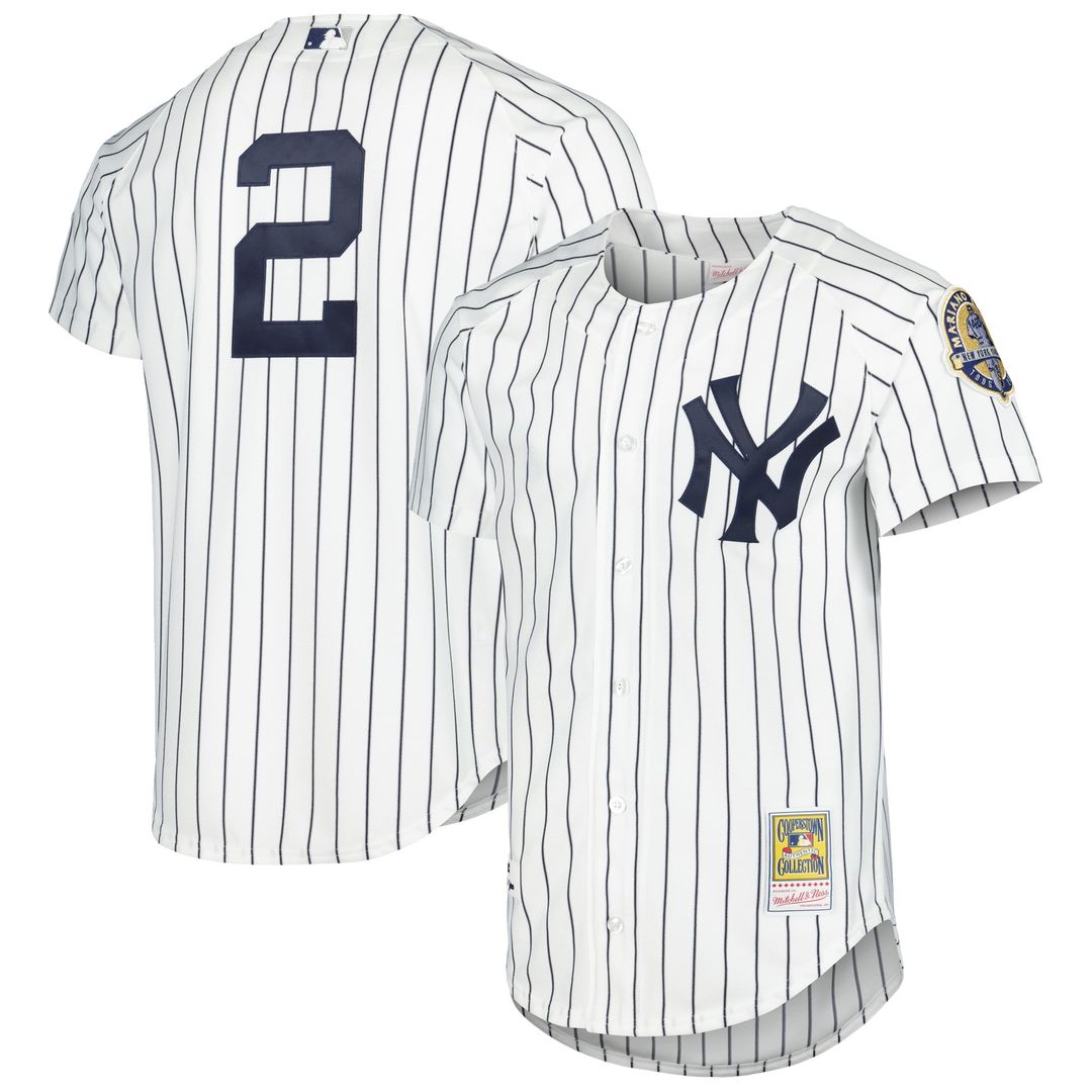 New York Yankees Derek Jeter White Cooperstown Collection Authentic Baseball Jersey