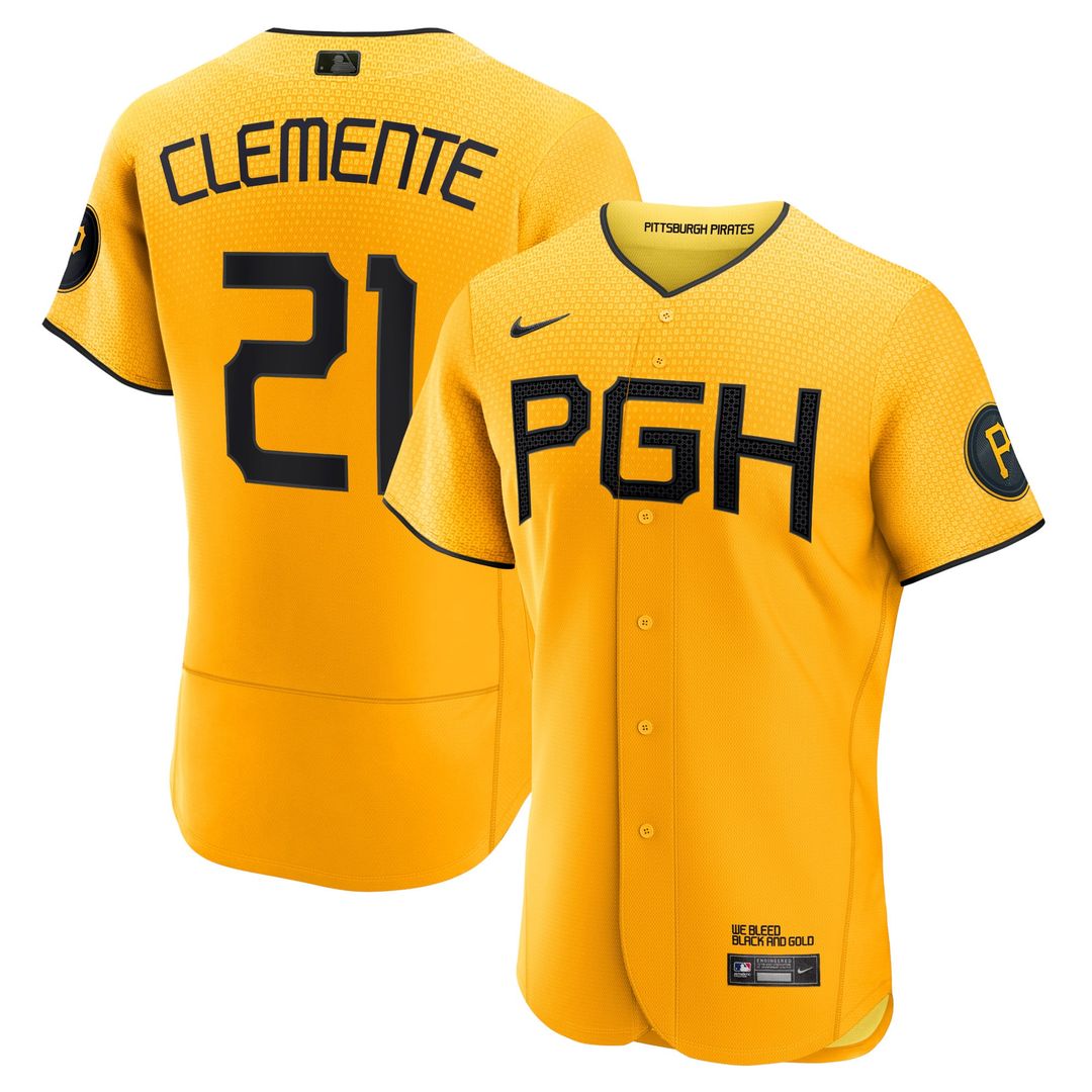 Pittsburgh Pirates Roberto Clemente Gold City Connect Authentic Baseball Jersey