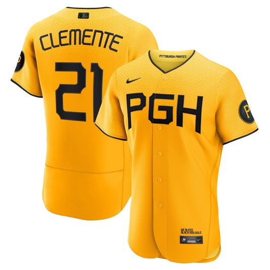 Pittsburgh Pirates Roberto Clemente Gold City Connect Authentic Baseball Jersey