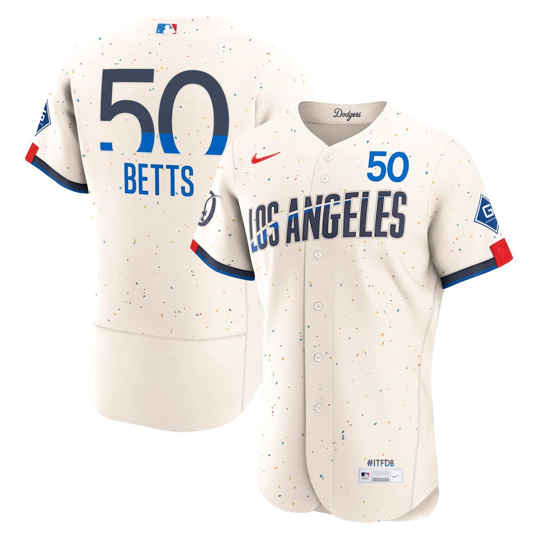 Los Angeles Dodgers Mookie Betts Cream City Connect Authentic Sponsor Patch Baseball Jersey