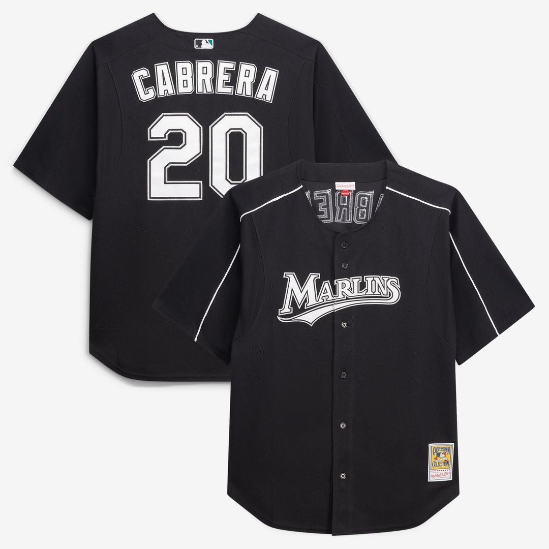 Miami Marlins Miguel Cabrera Black Big & Tall Cooperstown Mesh Batting Practice Baseball Jersey