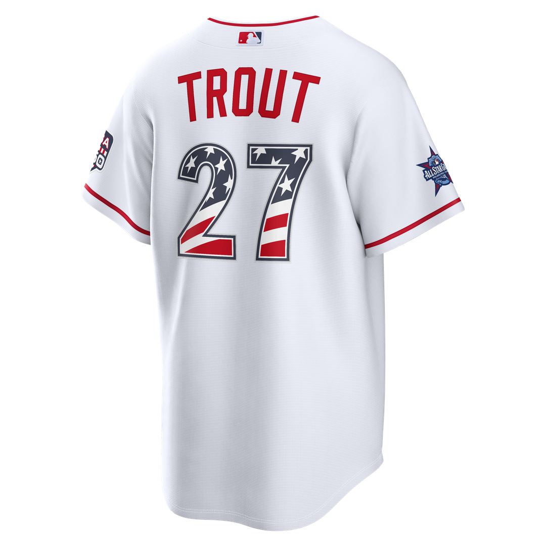 2026 All-Star Edition Stars & Stripes Men's Los Angeles Angels Mike Trout White Stadium Baseball Jersey | MLB Baseball Jersey
