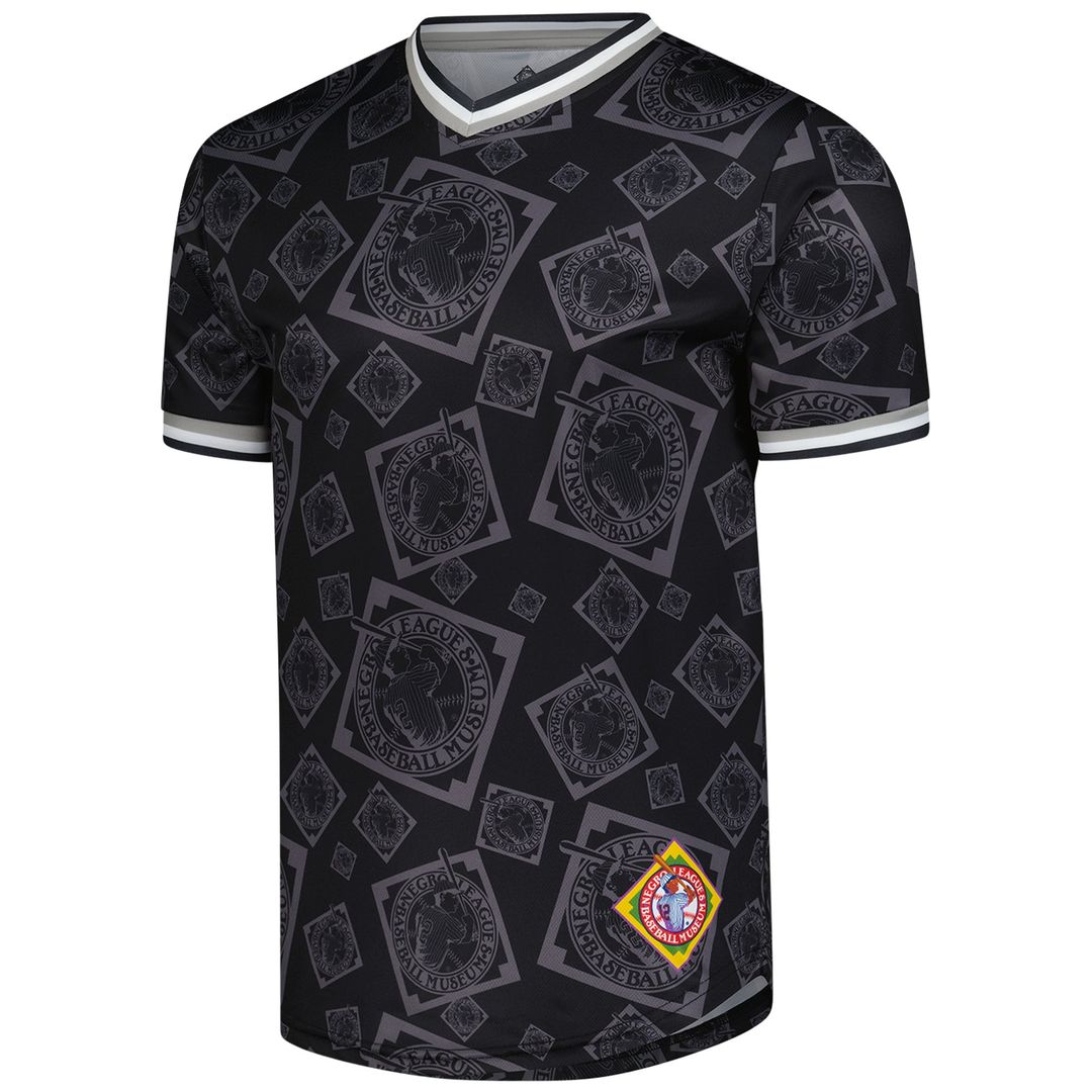 Negro League Baseball Stitches Black Allover Print V-Neck Baseball Jersey | MLB Baseball Jersey