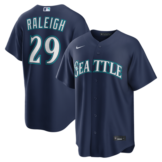 Seattle Mariners Cal Raleigh Navy Road Replica Baseball Jersey