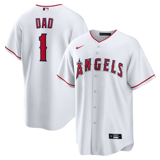Los Angeles Angels White #1 Dad Home Replica Baseball Jersey