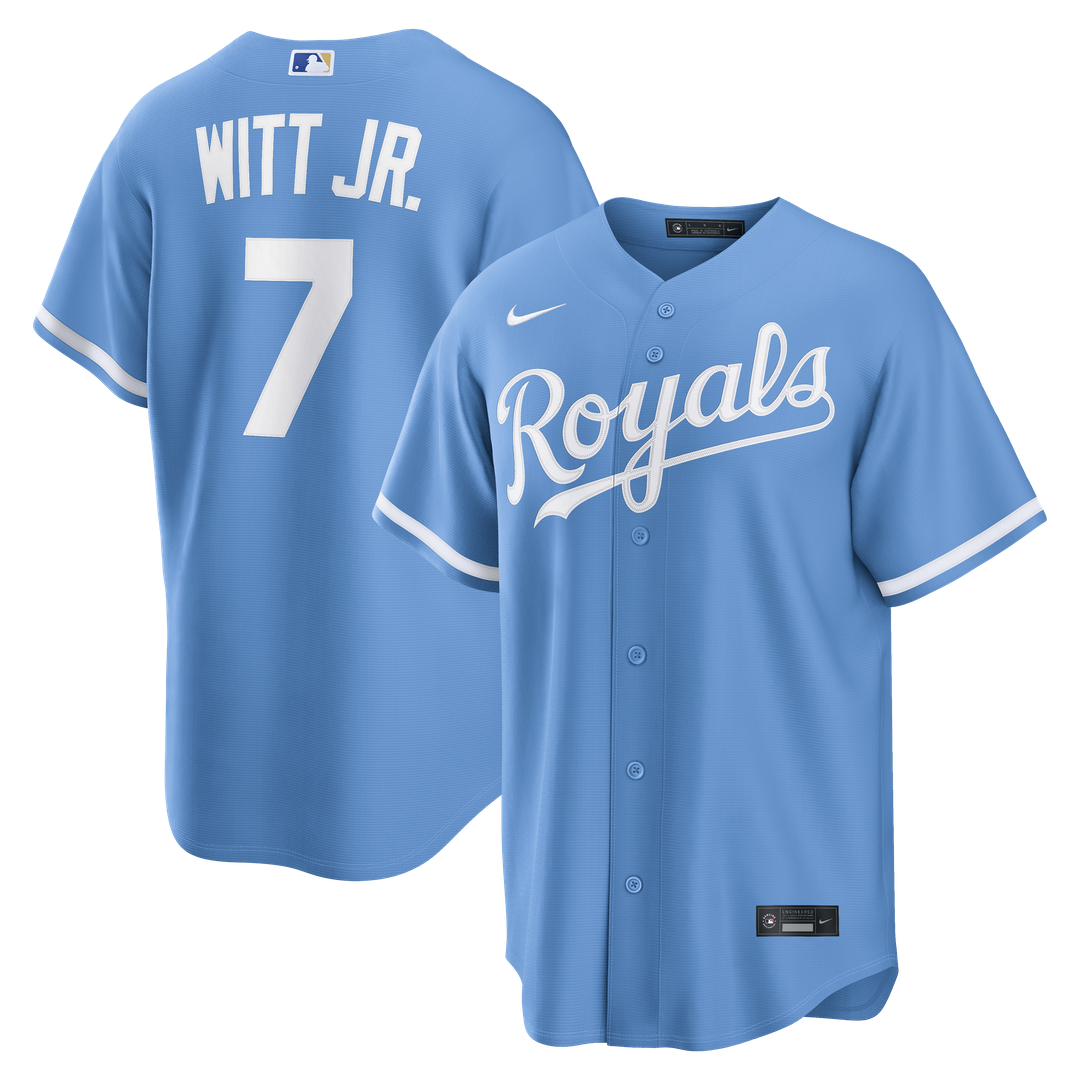 Kansas City Royals Bobby Witt Jr. Light Blue Alternate Replica Baseball Jersey