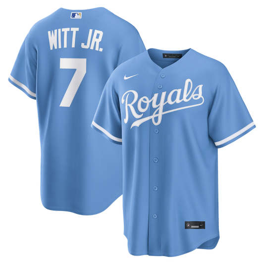 Kansas City Royals Bobby Witt Jr. Light Blue Alternate Replica Baseball Jersey