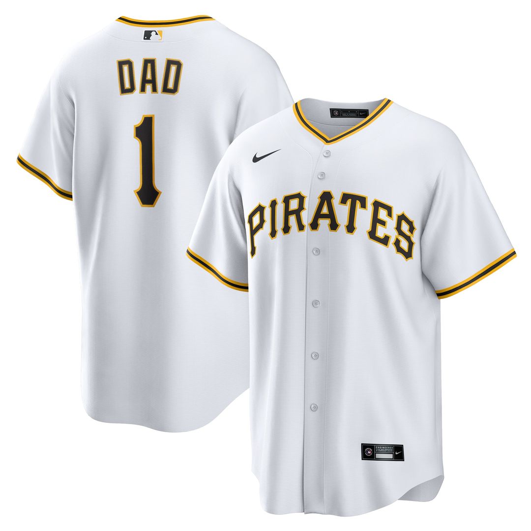 Pittsburgh Pirates White #1 Dad Home Replica Baseball Jersey