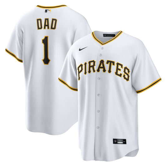 Pittsburgh Pirates White #1 Dad Home Replica Baseball Jersey