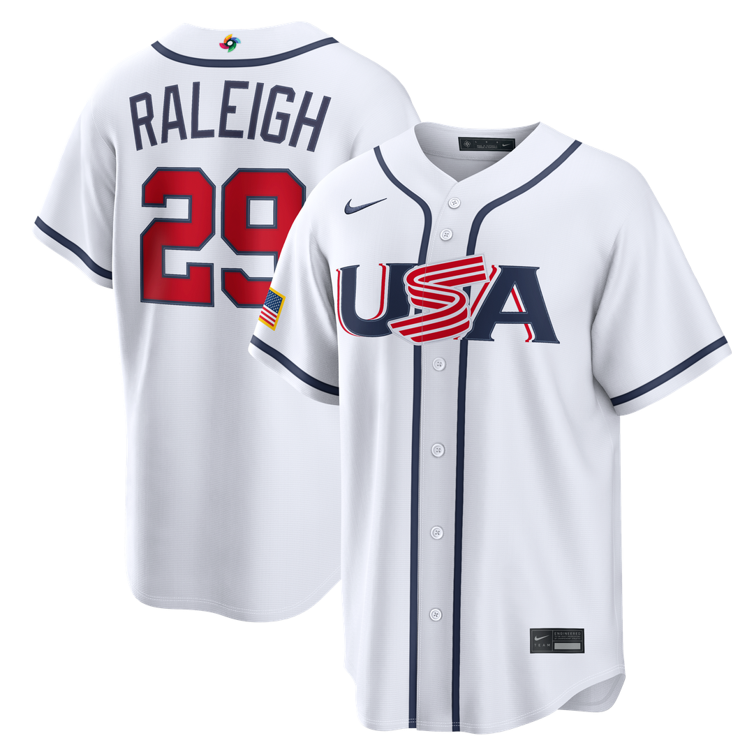 USA Baseball Cal Raleigh White 2026 World Baseball Classic Home Stadium Baseball Jersey