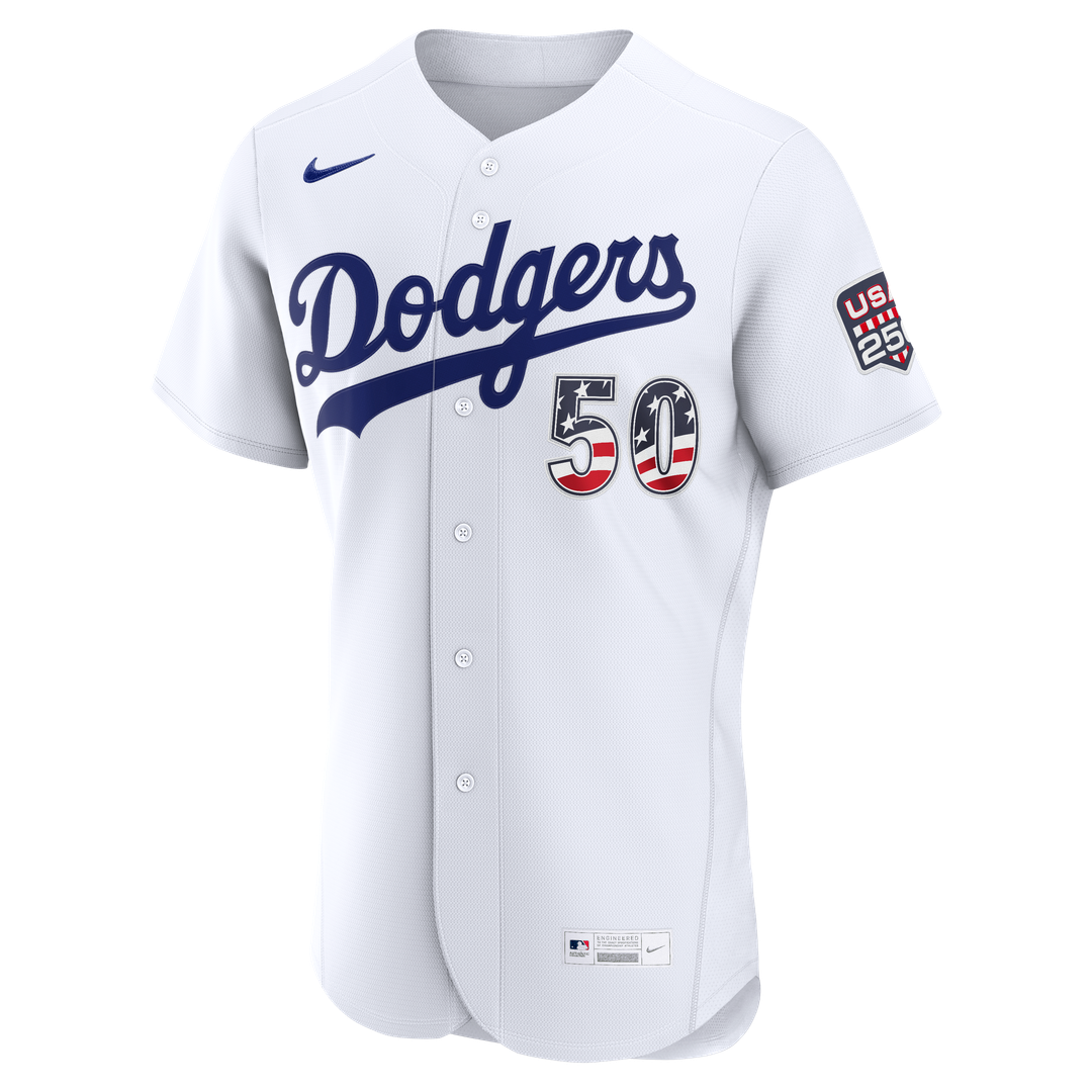 Fourth of July Men's Los Angeles Dodgers Mookie Betts White USA 250 Authentic Baseball Jersey | MLB Baseball Jersey