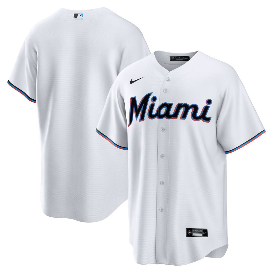 Miami Marlins White Home Blank Replica Baseball Jersey